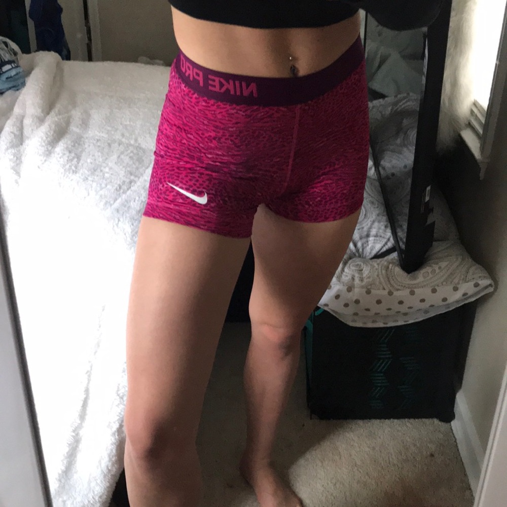 Pink Cheetah Print Nike Pro Shorts